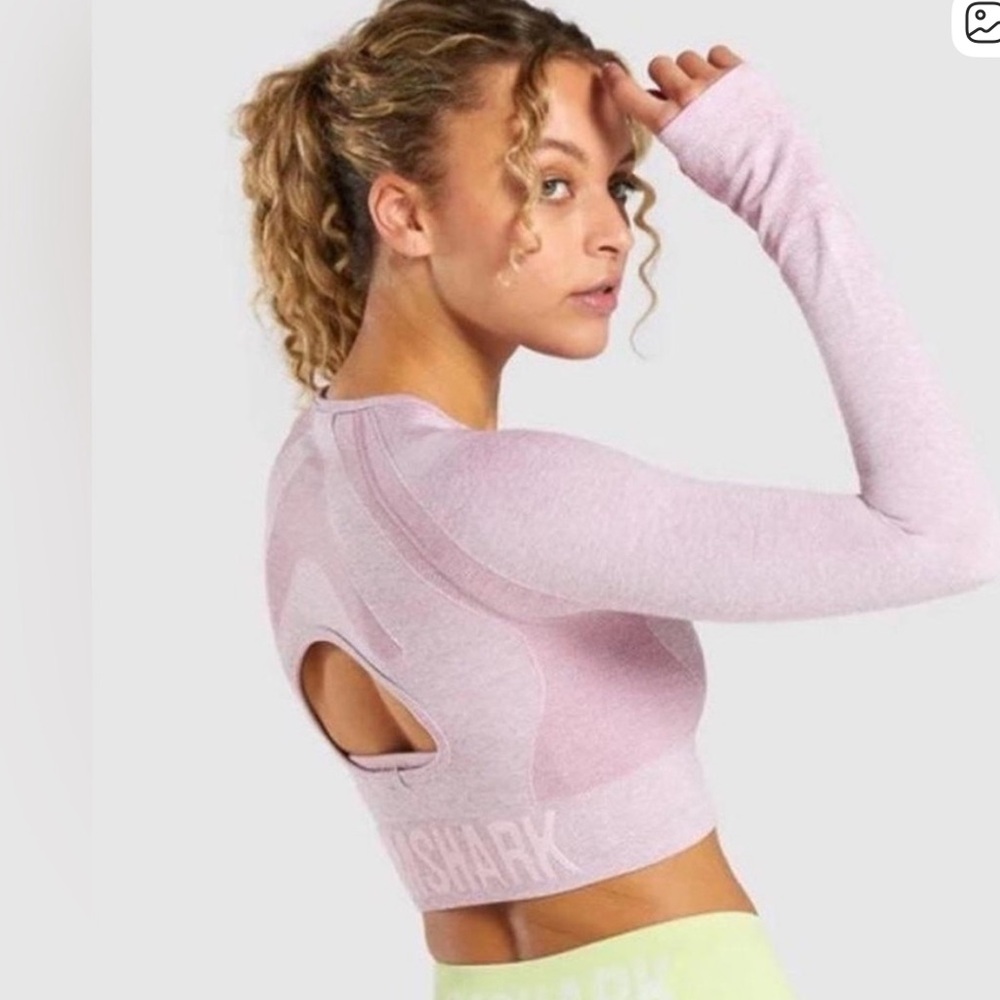 Gymshark Flex Long Sleeve Cropped Tee with Cutout Womens Med - Picture 2 of 9